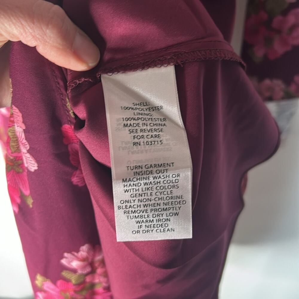 NANETTE LEPORE Women's Burgundy Floral Print Button Down Shirt Dress NWT Size 4 - Picture 9 of 9